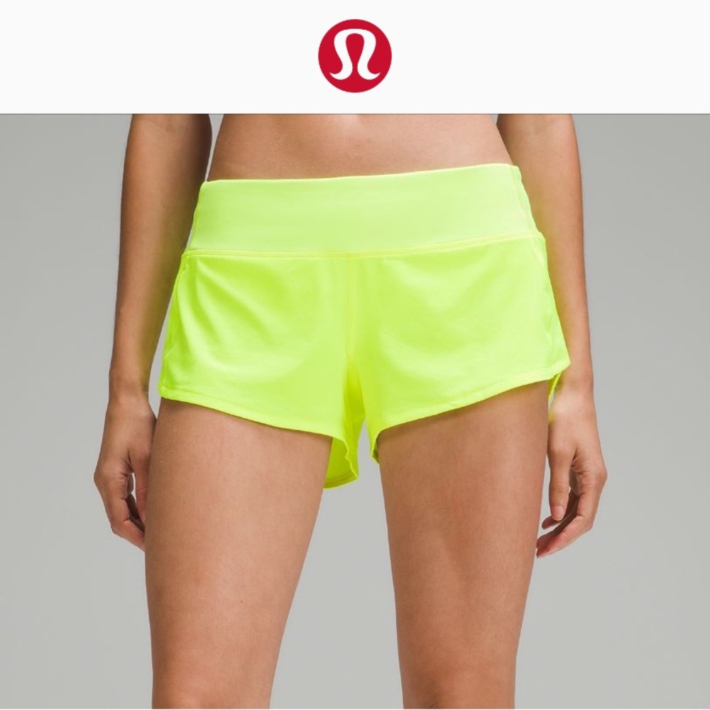 Lululemon Speed Up Low-Rise Lined Short 2.5 inch size 6 in neon yellow